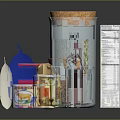Assorted Packaged Food Products With Cereal Boxes Coffee Canister Spices And Canned Goods