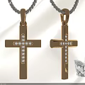 Gold Cross Pendants With Diamond Encrusted Design And Sparkling Diamond Accent 3d model