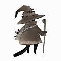 Modern game character wizard cat 3d model