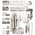 Modern Stylish Clothes on Hangers With Folded Apparel Shoes And Accessories