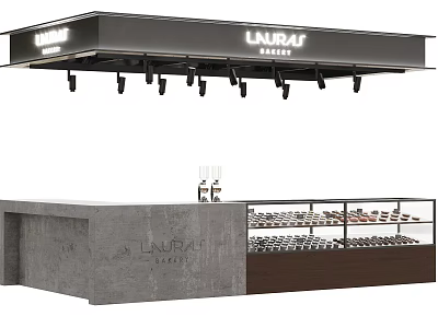 Laura Patisserie Modern Counter With Glass Display Case Showcasing Fresh Pastries And Desserts 3d model
