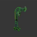 Dark Colored Industrial Robotic Arm With Yellow Warning Stripes Base Wheels And Top Sensor