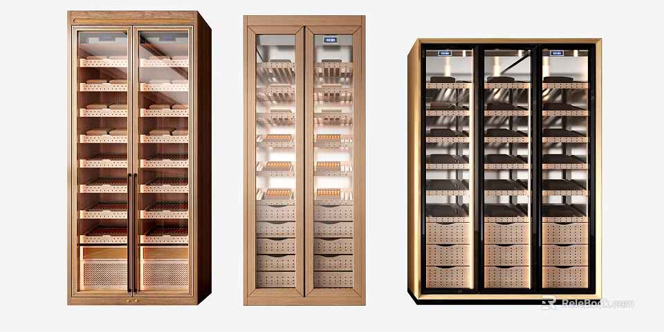 Modern Wine Cabinets With Glass Doors And Multi layer Storage Shelves 3d model 