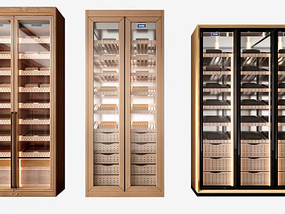 Modern Wine Cabinets With Glass Doors And Multi layer Storage Shelves 3d model