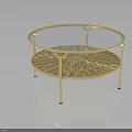 Elegant Round Gold Coffee Table With Glass Top And Intricate Decorative Base