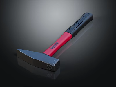 Durable Metal Hammer With Red And Black Non Slip Handle For Hardware Tools Use 3d model