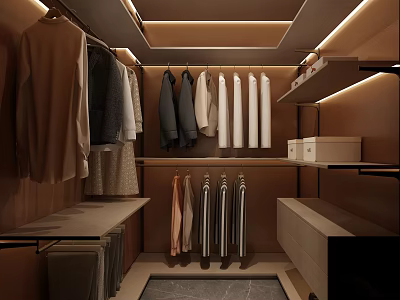 Modern Luxury Walk in Closet With Hanging Clothes And Storage 3d model