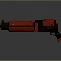 Detailed Red Futuristic Mechanical Weapon With Metallic Barrel And Modern Design