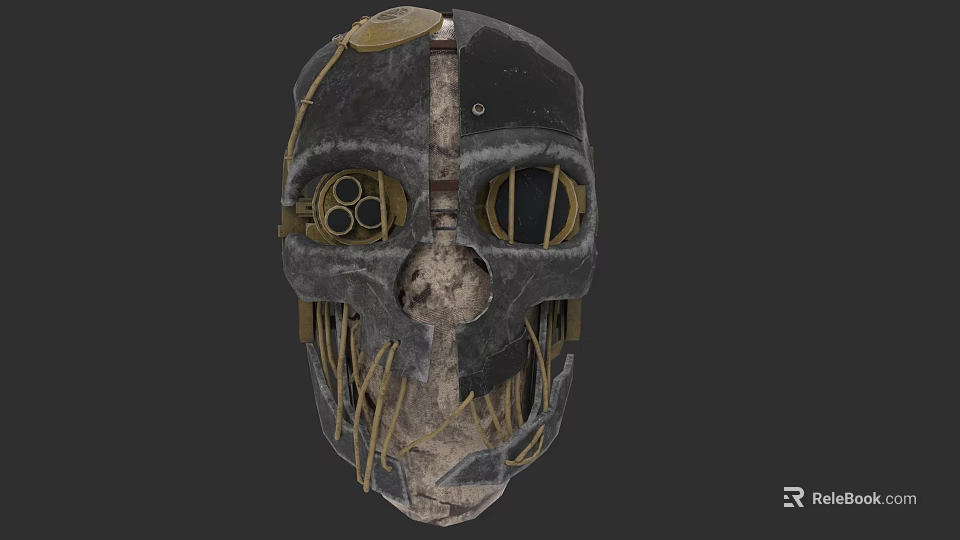 Game and Movie Character Steampunk Mask with Metal Gears and Leather Straps 3d model 