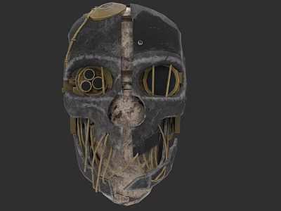 Game and Movie Character Steampunk Mask with Metal Gears and Leather Straps 3d model
