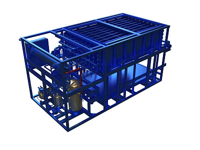 Blue Industrial Equipment System With Metal Frame And Mechanical Components 3d model