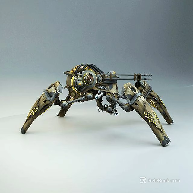 Tech Exhibition Hall Displaying Futuristic Mechanical Spider With Metallic Legs And Intricate Design 3d model 