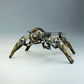 Tech Exhibition Hall Displaying Futuristic Mechanical Spider With Metallic Legs And Intricate Design