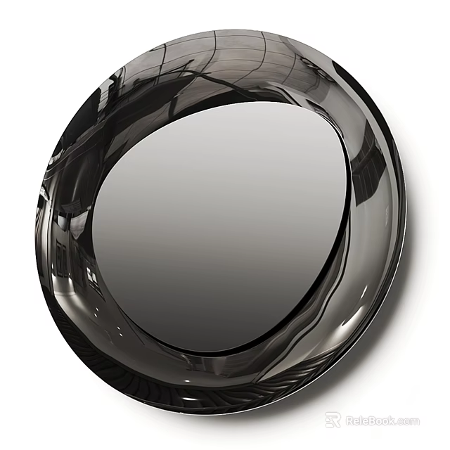 Modern Round Decorative Mirror With Curved Edges And Smooth Reflective Surface 3d model 