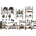 Stylish Wall Cabinets With Open Shelves Books Plants And Decor For Home Interior