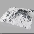 Snow Mountain Terrain Pattern Printed On Square Fabric With Realistic Topographic Details