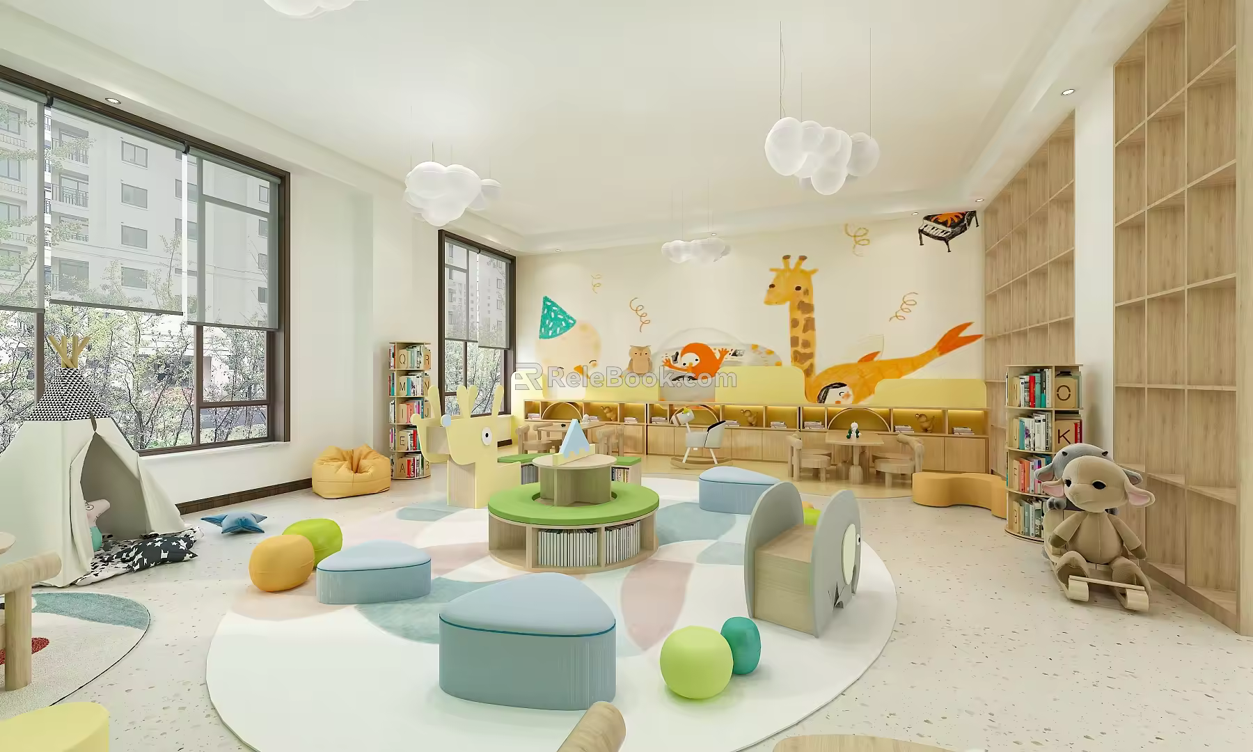 modern library children's library 3d model