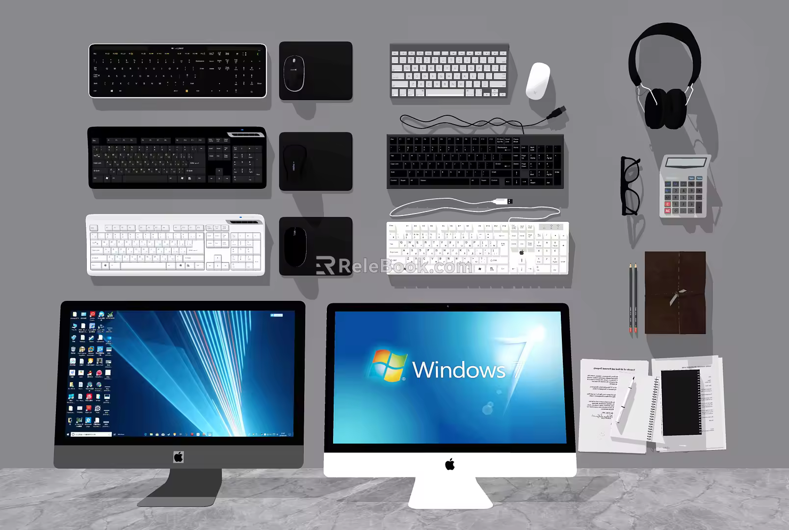 Modern computer keyboard mouse combination 3d model