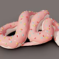 Cute Pink Donut Shaped Snake Covered With Colorful Sprinkles on Gray Background