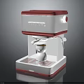 Red And White Electric Coffee Machine With Control Panel And Grid Base 3d model