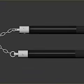 Sturdy Black Nunchucks With Silver End Caps Connected By Chain For Daily Living