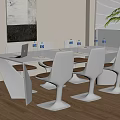 Modern Stylish Conference Table Interior Design With White Chairs Water Bottles And Laptop