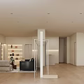 Modern Minimalist Clothing Store Interior With Warm Recessed Lights Full Length Mirror And Wooden Floors