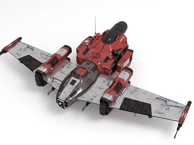 Red and Gray Fighter Jet With Multiple Engines Detailed Wings and Cockpit Design 3d model