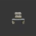 Natural Wooden Platform Featuring Stacked Stone Rolls And Solid Stone Legs Design