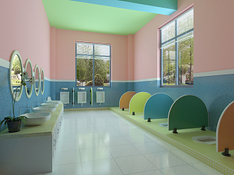 Modern Toilet Kindergarten Toilet 3d model