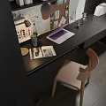 Modern Study Room With Desk Chair Dark Cabinets And Shelves