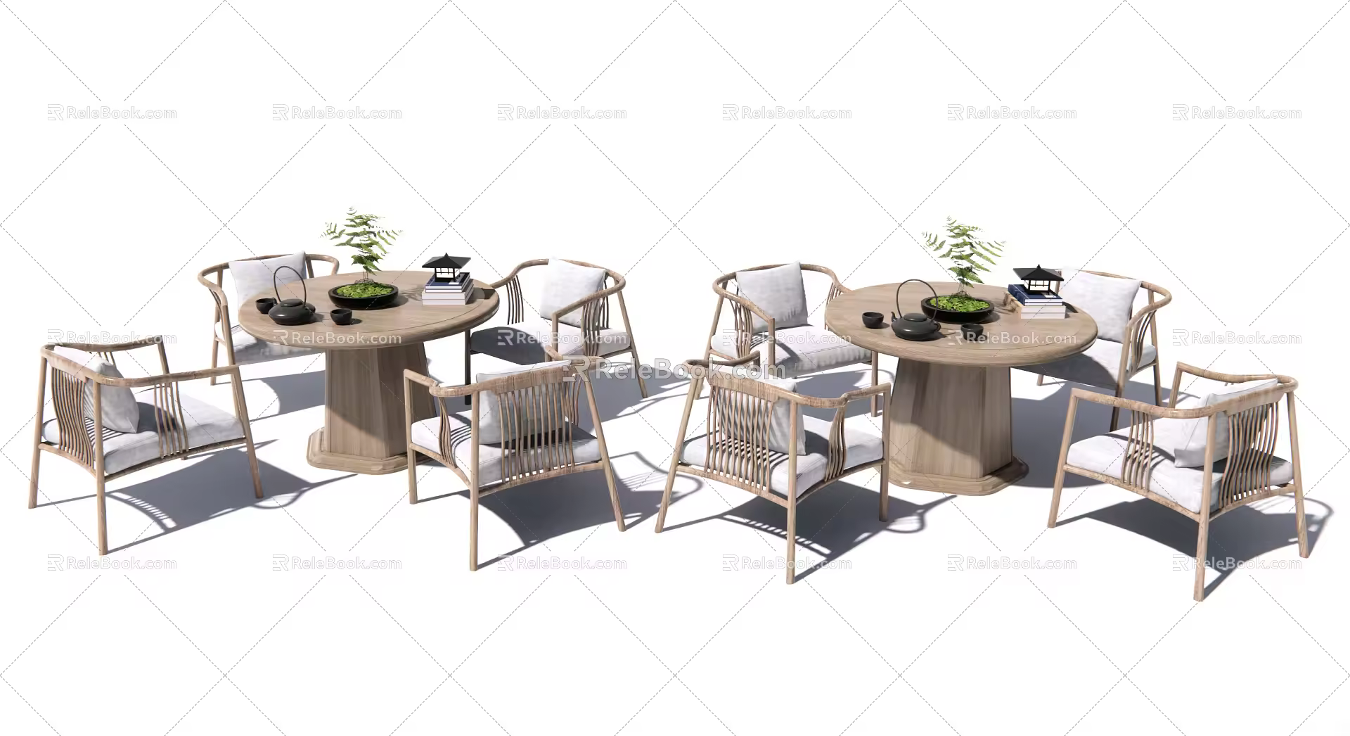 New Chinese Style Casual Table and Chair Combination Casual Table and Chair 3d model