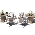 New Chinese Style Casual Table and Chair Combination Casual Table and Chair 3d model
