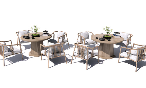 New Chinese Style Casual Table and Chair Combination Casual Table and Chair 3d model