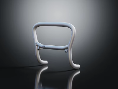 White Metal Handrail With Modern Sleek Design On Reflective Black Surface For Home Decor 3d model