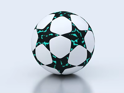 White And Green Patterned Soccer Ball With Hexagonal Pentagonal Panels Sports Equipment 3d model