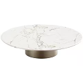 Elegant Round Coffee Table With White Marble Top And Metal Base Design 3d model