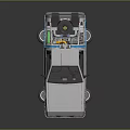 Futuristic Classic Car Hovering With Blue Levitation Devices And Roof Equipment