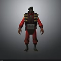 3D Character Model In Red Outfit With Black Vest Hat And Gear