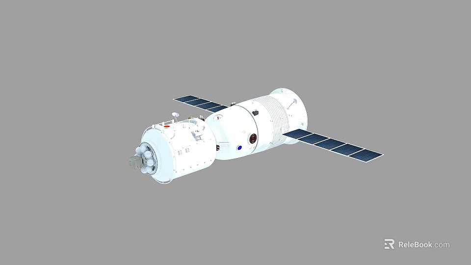 Orbital Space Station Module With Solar Panels And White Exterior Structure 3d model