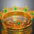 Ornate Golden Crown With Green Gemstones And Intricate Decorative Details