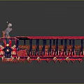 Vibrant Red Toy Train With Decorated Locomotive And Shiny Carriages Design
