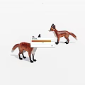 Two Detailed Red Fox Toy Figurines Standing On White Background