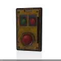 Industrial Emergency Control Panel With Red Green Buttons And Yellow Enclosure