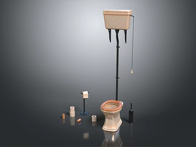Essential Bathroom Living Supplies Including Toilet Small Bottles And Paper Holder 3d model