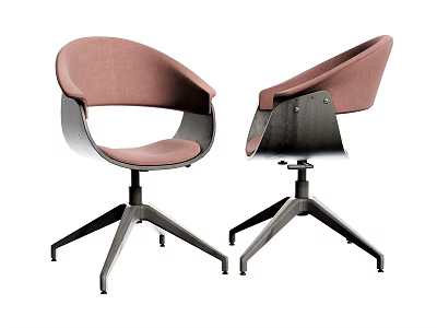 Pink Upholstered Office Chair With Armrests And Metal Base Modern Design 3d model