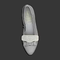 Elegant Light Gray Suede Flat Shoes With White Bow Detail For Women's Daily Wear