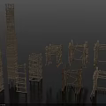 Wooden Scaffolding Components With Various Frames Towers Supports And Structures 3d model