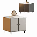 Modern Bedside Table With Four Drawer Design Marble Top And Decorative Vase 3d model