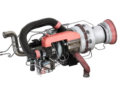 Industrial Equipment With Metal Pipes Red Gray Components And Mechanical Structure 3d model